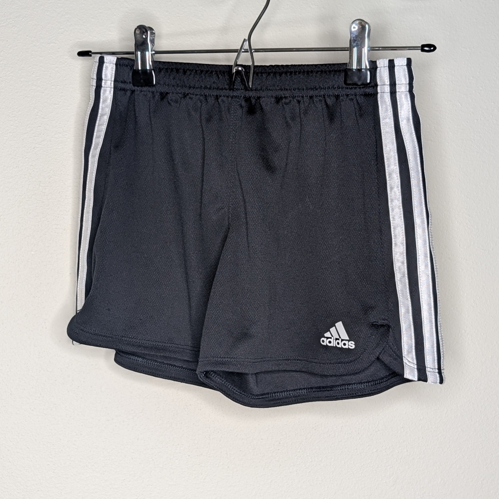 Adidas Black Athletic Shorts with White Stripes